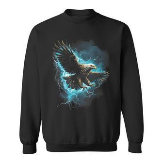 Bald Eagle Bird Nature Usa Lightning Sweatshirt - Monsterry