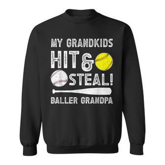 Baller Grandpa Softball Baseball Grandpa Sweatshirt - Monsterry AU