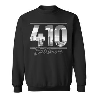 Baltimore 410 Area Code Skyline Maryland Vintage Sweatshirt - Seseable