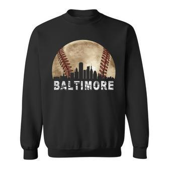 Baltimore Skyline Vintage Baseball Lover Sweatshirt | Mazezy