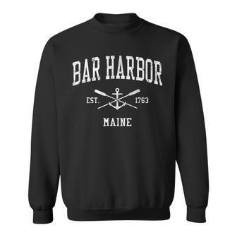 Bar Harbor Me Vintage Crossed Oars & Boat Anchor Sports Sweatshirt - Monsterry