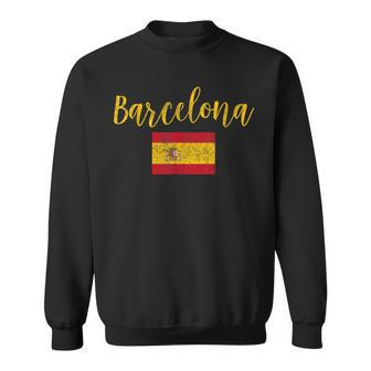 Barcelona Spain Spanish Flag Vintage Sweatshirt - Monsterry AU