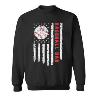 Baseball Dad Usa American Flag Patriotic Dad Father's Day Sweatshirt - Thegiftio UK