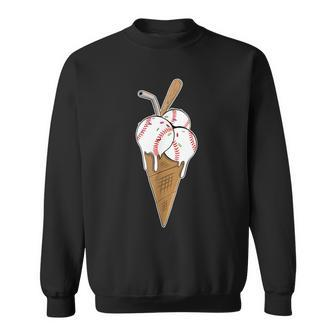 Baseball Ice Cream Sports Lover Ice Cream Cone Sweatshirt - Monsterry CA