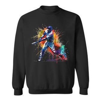 Baseball Player Paint Splash Sweatshirt | Mazezy