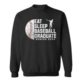Baseball Player Senior 2024 Graduation Eat Sleep Grad Sweatshirt - Thegiftio UK