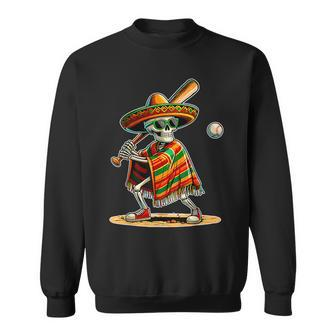 Baseball Skeleton Mexican Sombrero Cinco De Mayo Sweatshirt - Seseable