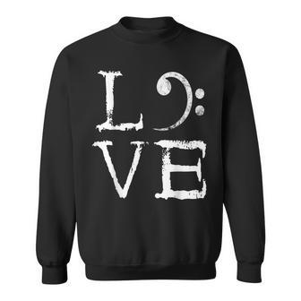 Bass Clef Creepy Love Bass Guitar Player Bass Guitarist Sweatshirt - Monsterry