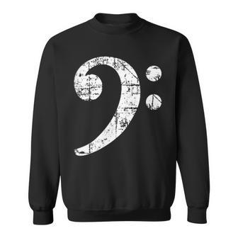 Bass Clef Vintage White Left Bass Players Sweatshirt - Monsterry