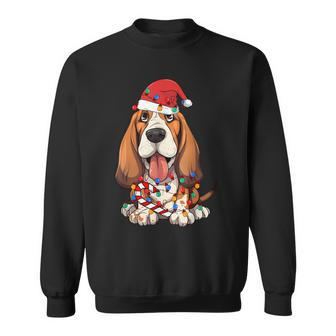 Basset Hound Santa Christmas Lights Dog Lover Xmas Pajama Sweatshirt - Thegiftio UK