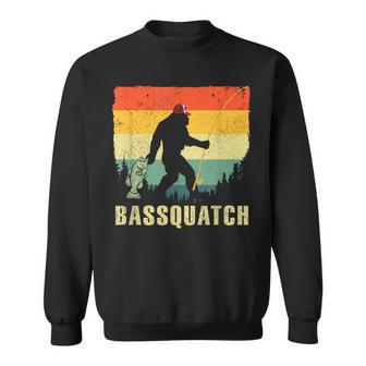 Bassquatch Bass Fishing Sasquatch Retro 80S Fisherman Sweatshirt - Monsterry CA