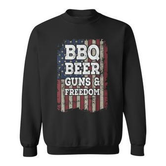 Bbq Beer Guns & Freedom Vintage Usa Flag Bbq Drinking Gun Sweatshirt - Monsterry