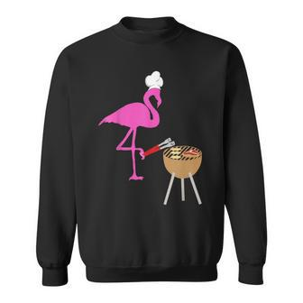 Bbq Flamingos Pink Birds Grilling Grillmasters Cooking Sweatshirt - Monsterry