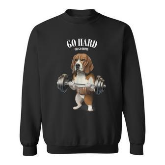 Beagle Dog Weightlifting In Fitness Gym Sweatshirt - Monsterry