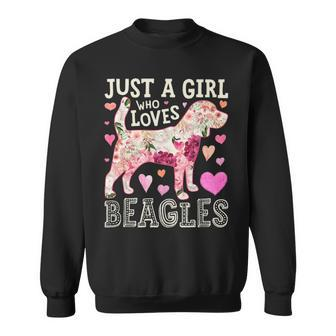 Beagle Just A Girl Who Loves Beagles Dog Flower Women Floral Sweatshirt | Mazezy AU