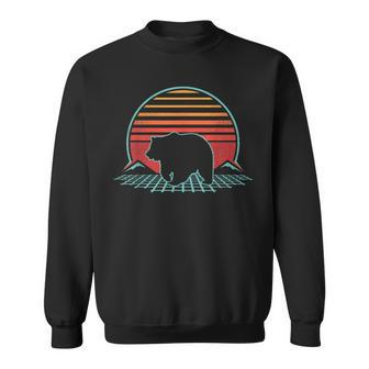 Bear Retro Vintage 80S Style Grizzly Brown Bear Sweatshirt - Thegiftio UK