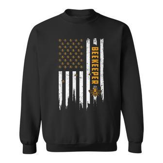 Beekeeping American Flag Honeycomb Honey Bees Beekeeper Sweatshirt - Seseable