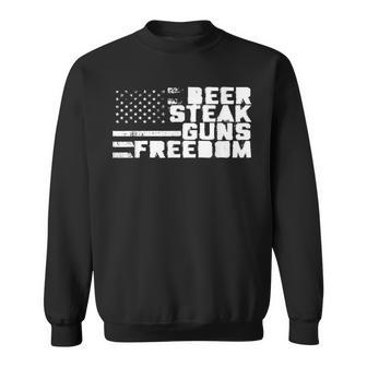 Beer Steak Guns & Freedom American Flag Sweatshirt - Monsterry