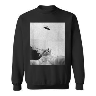 Believe Dat Aliens Ufo Dat Ufo Ufo Cat Selfie Sweatshirt - Monsterry UK