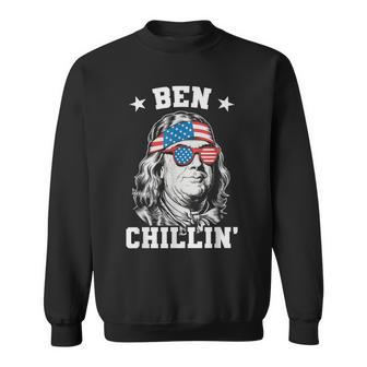 Ben Chillin 4Th Of July Ben Franklin American Flag Sweatshirt - Monsterry DE