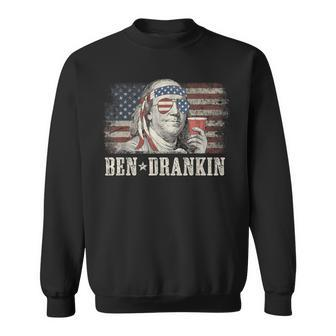 Ben Drankin Beer 4Th Of July Vintage Flag Sweatshirt - Seseable