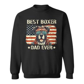 Best Boxer Dad Ever Vintage Usa Flag Dog Lover Father's Day Sweatshirt - Thegiftio UK