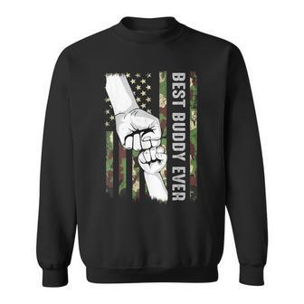 Best Buddy Ever Fist Pump With Us American Flag Father's Day Sweatshirt - Thegiftio UK