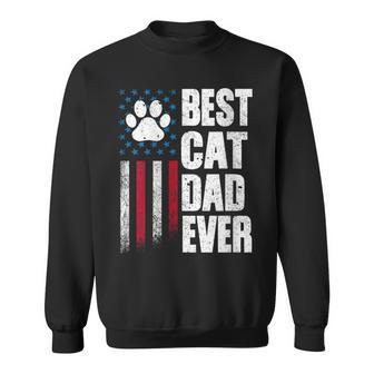 Best Cat Dad Ever Fathers Day American Flag Grandpa Husband Sweatshirt - Thegiftio UK