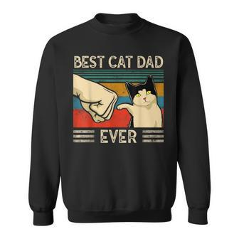 Best Cat Dad Ever Kitten Cat Fist Bump Retro Vintage Sweatshirt - Monsterry AU