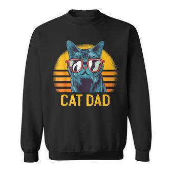 Best Cat Dad Fathers Day Kitty Daddy Papa Vintage Sweatshirt - Monsterry