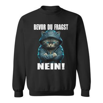 Bevor Du Fragst Nein Provokante Ironie Cat Sweatshirt - Seseable