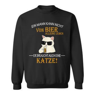 Bier Und Coole Katzen Lustiger Spruch Katzenbesitzer Papa Sweatshirt - Geschenkecke