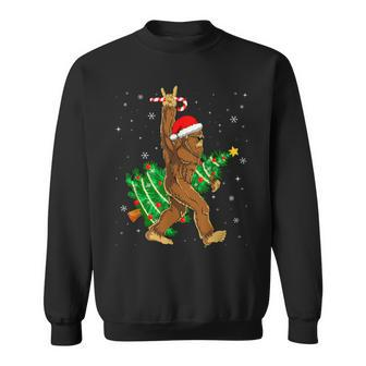 Bigfoot Christmas Tree Lights Xmas Boys Sasquatch Lovers Sweatshirt - Seseable