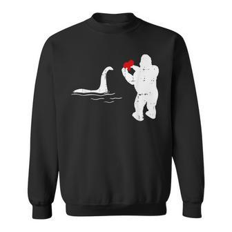 Bigfoot Loch Ness Valentines Day Cool V-Day Pajama Sweatshirt - Monsterry AU