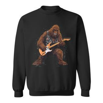 Bigfoot Playing Electric Guitar Rock Music Band Sasquatch Sweatshirt | Mazezy