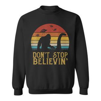 Bigfoot Riding Loch Ness Monster Don't Stop Believin' Sweatshirt - Monsterry AU