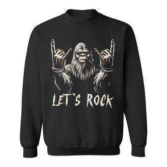 Bigfoot Rock On Sasquatch Rock And Roll Let's Rock Sweatshirt - Monsterry