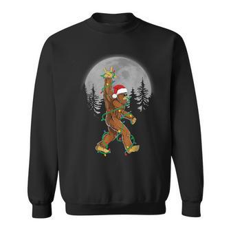 Bigfoot Santa Christmas Tree Lights Xmas Sasquatch Sweatshirt - Seseable