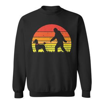 Bigfoot Sasquatch Poodle Sunset Retro Dog Lover Owner Sweatshirt | Mazezy