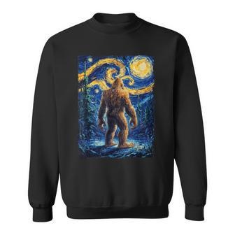 Bigfoot Starry Night Sasquatch Van Gogh Painting Sweatshirt - Thegiftio UK