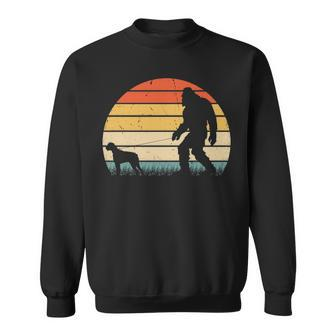 Bigfoot Walking Boxer Dog Vintage Retro Sasquatch Sweatshirt | Mazezy