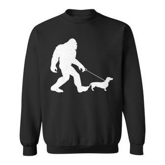 Bigfoot Walking Dachshund Wiener Dog Gif Sweatshirt | Mazezy