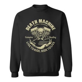Biker Death Machine Motor Skull Motorcycle Vintage Retro Sweatshirt - Monsterry
