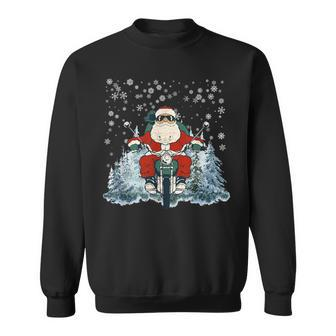 Biker Santa Claus On Motorcycle Christmas Biking Ride Sweatshirt - Monsterry