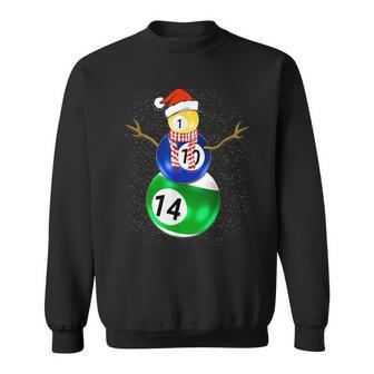 Billiards Christmas Snowman With Pool Table Balls Sweatshirt | Mazezy