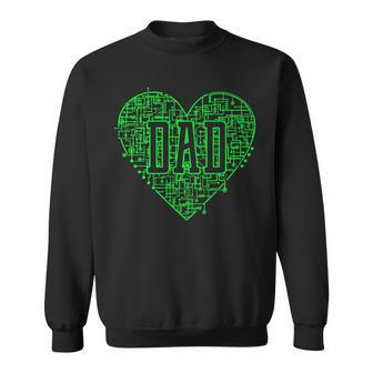 Binary Ai Computer Circuit Green Electric Heart Game Dad Sweatshirt - Monsterry CA
