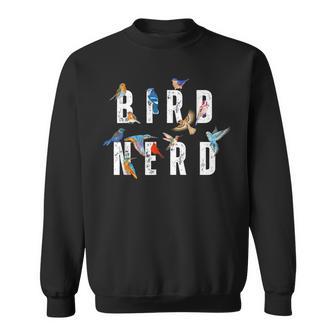 Bird Nerd Typography With Flying Birds Enthusiast Sweatshirt - Monsterry DE