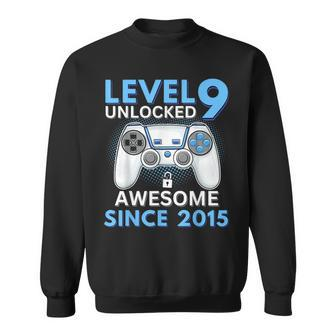 Birthday Boy Level 9 Unlocked Gamer 9 Year Old 9Th Birthday Sweatshirt - Seseable