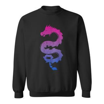 Bisexual Japanese Dragon Bi Pride Flag Colors Back Sweatshirt - Monsterry DE