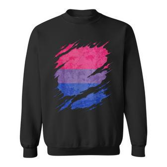 Bisexual Pride Flag Ripped Reveal Sweatshirt - Monsterry
